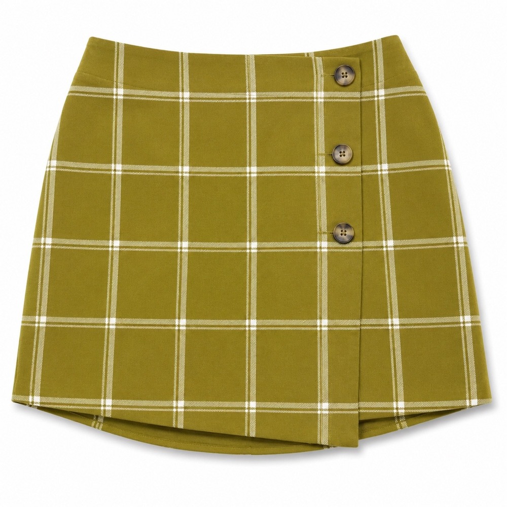 Modcloth Olive Green Plaid Mini Skirt